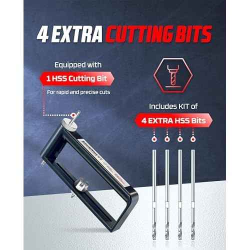Adjustable Sheet Metal Hole Cutter with 4 Extra BITS, Sheet Metal Circle Cutters, Metals Holes Saw, HVAC Ductwork/Duct Hole Cutter - Cut 2-12¡± Circles Holes in 24Ga Steel and 26Ga Stainless