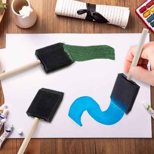 7Pcs Foam Paint Brushes, 2" Sponge Paint Brushes with Wood Handle for Painting, Details, Staining, Varnishes, DIY Crafting