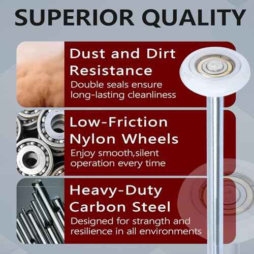 10 Pack 9" Stem 2" 13 Ball Nylon Commercial Grade Garage Door Roller, Quiet/Durable and High Load, Use 6200ZZ Double Seals Precision Bearings