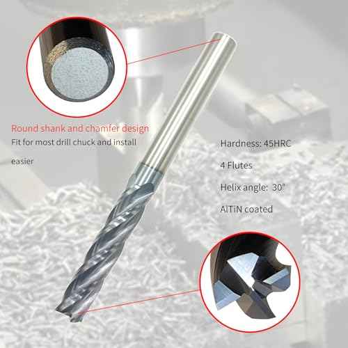 3/8" Carbide End Mill, Extra Long, 4 Flute Solid Carbide Square End Mill, 4" Overall Length, Single End, Helix Angle: 30¡Æ, AlTiN Coated,3/8" Cutting Diameter,1-3/4" Length of Cut