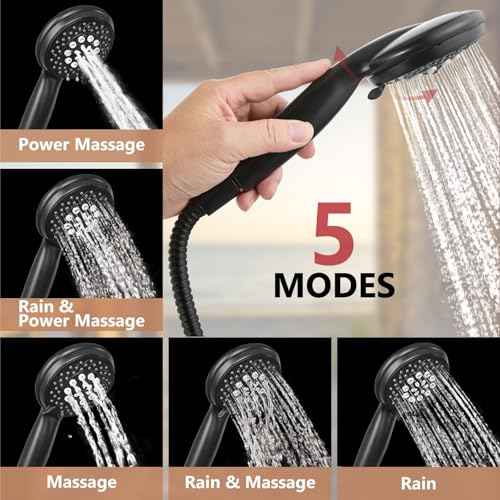 Double Shower Head Dual for Couples High Pressure and Adjustable Tandem Shower Head System for 2 People Matte Black