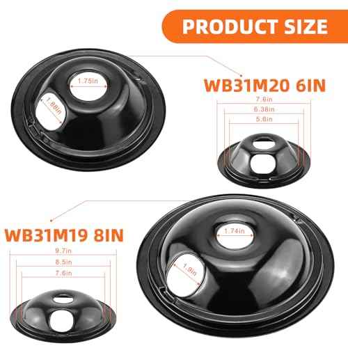 Black Burner Drip Pans WB31M19(8¡±) WB31M20(6¡±) Electric Stove Burner Replacement WB30M1(6") WB30M2(8")&WB17T10006 Terminal Block Compatible for G-E Hot-point Ken-more by MIFLUS
