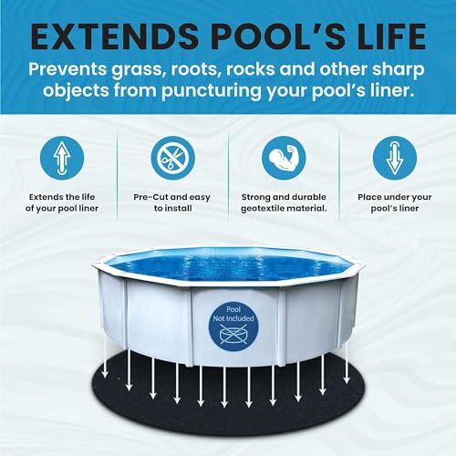 Liner Life LL18R Liner Pad 18' Round for Above Ground Pools, Tough Defense Against Punctures Quick Installation Reinforced by Strong Durable Polyester Geotextile Material, Black