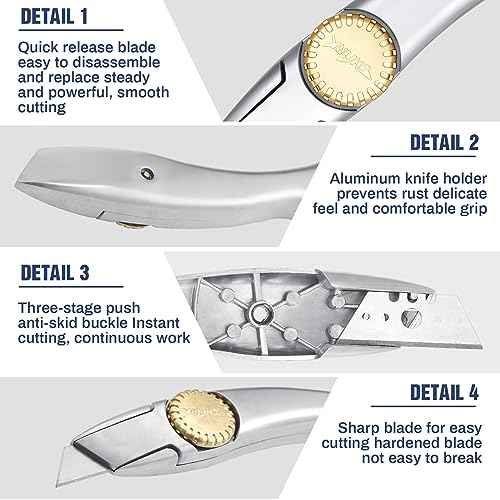 WILLBOND 4 Sets Navajas Para Roofing Heavy Duty Shark Vinyl Knife with 12 Pcs Utility Knife Blades Replacement Roofing Tools Carpet Blade Cutter for Indoor Outdoor