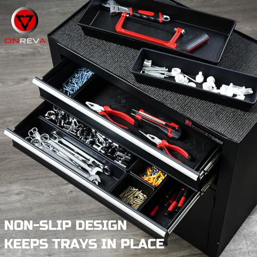 ONREVA Tool Box Organizer Tray Divider Set, Extra Large Toolbox Trays, Tool Box Organizers and Storage Kit, Rolling Tool Chest Drawer Bins, Hardware Screwdrivers Pliers Organization, 12pcs