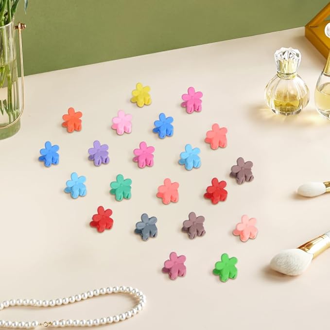 Mini Flower Hair Clip Flower Clips,Colorful Mini Hair Claw,for Women, Girls,Baby, Toddler Bangs Strong Grip Small Tiny Rainbow Hair Clips (100, Matte Colors)