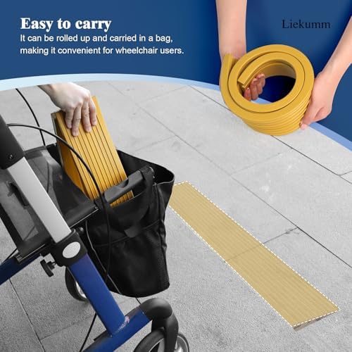 LIEKUMM 1" Rise PVC Threshold Ramp for Doorways, 1700 Lbs Capacity, Transition Ramp for Wheelchairs, Strollers, and Scooters, Cuttable, Black