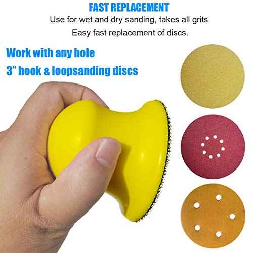 2 Pack 3" Round Hand Sanding Blocks for 3 Inch Hook and Loop discs Ideal For Wood Furniture Restoration Home Arts and Crafts