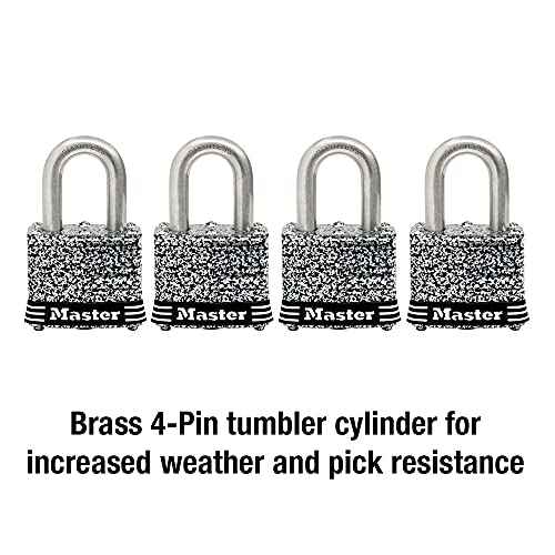 Master Lock 3SSQ Stainless Steel Outdoor Padlock with Key, 4 Pack Keyed-Alike