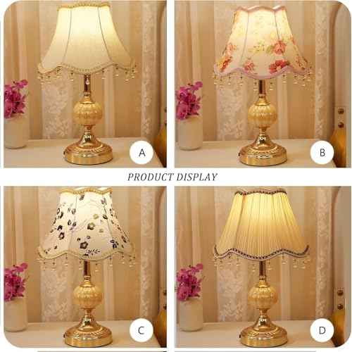 Classical Tiffany European Style Table Lamp Fabric Drum Shade and Gold Base American Decor Classic Bedside Desk Nightstand Table Lamp for Bedroom Living Room