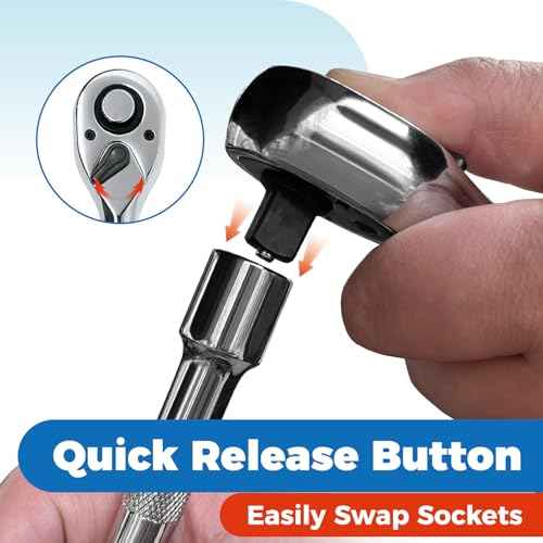 3/8-Inch Drive Ratchet, Quick-Release Reversible Ratchet Wrench, 72-Tooth 3/8 Drive Ratchet Handle, Chrome Alloy Made, Cr-Mo Head,Full Polished