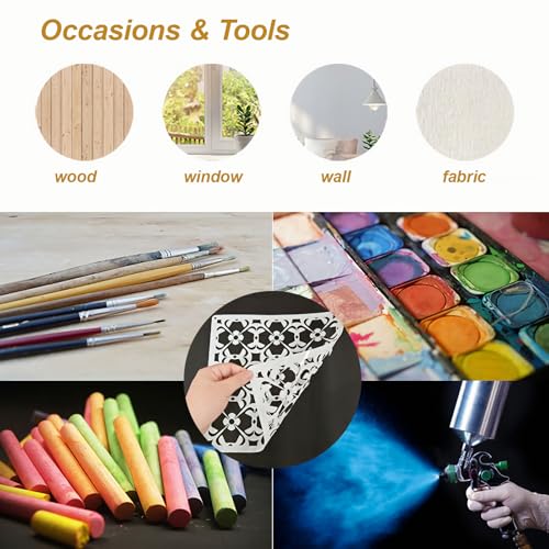 Wall Stencils for Painting Large Pattern, 4PCS 12 Inch Reusable Stencils for Crafts, Exquisite Mandala Designs for Wall Furniture Home Decor, DIY Art Projects