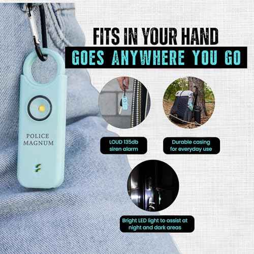 Police Magnum Personal Safety Alarm & Pepper Spray Combo Self Defense Pack for Women- Loud 135db Siren with Light & Max Strength Flip Top Pepper Spray Protection