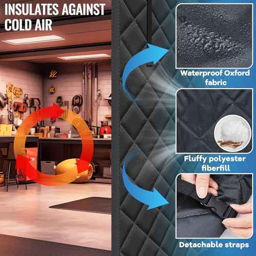 Garage Door Screen Insulation Kit Magnetic Thermal Insulated Door Screen Garage Winter Door Curtain for Car Garage Door Blanket Weatherproof, Windproof, Soundproof (8 x 7 ft)