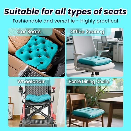 Upgraded Transport Wheelchair, Come with Telescopic Handle, Inflatable Seat Cushions, Wheelchairs for Adults, Lightweight Transport Wheelchairs, Travel Wheelchair Lightweight Foldable with 3 Bags