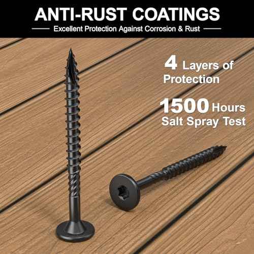 #14 Heavy-Duty Wood Screws, Star Drive Deck Screws, Rust Resistant Timber Screws for Timber/Log/Landscaping Wood (10 Inch,50Pcs,Black)