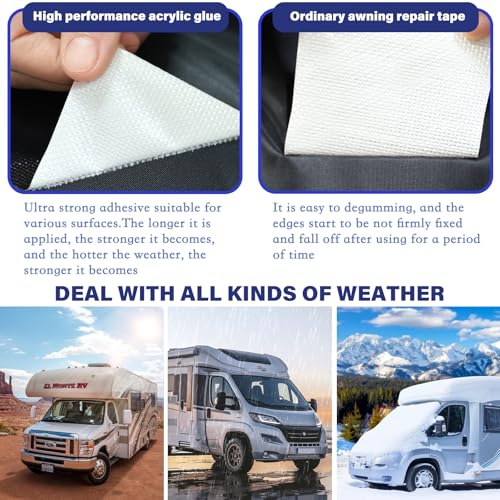 RV Awning Repair Tape, 4" x 33FT Heavy Duty Waterproof, UV Proof Tear Repair Patch Kit for Tent, Canvas, Boat Covers, Sail
