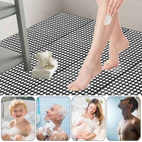 30 Pack Drainage Interlocking Tiles, 12¡±x12¡± Modular Interlocking Floor Tiles with 1 Pc Plastic Hammer Non Slip Rubber Floor mat with Holes for Pool Bathroom Deck Kitchen Patio