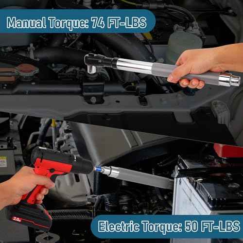 1/2 Inch Drive Impact Offset Wrench Set with 4 Socket Adapters, Universal Tool for Tight Spaces, Impact Ready Bar for Electric Ratchet Wrench, Compatible with Torque and Drill Use