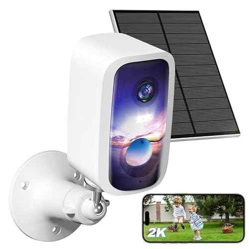 Solar Security Cameras Wireless Outdoor - HD 2K Battery Powered Cameras for Home Security Outside, 5G & 2.4G WiFi Surveillance Indoor AI Motion Detection,Color Night Vision,2-Way Talk,Waterproof