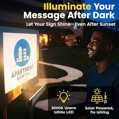 Brighticonic Solar Sign Lights Outdoor ? LED Solar Sign Light for House Numbers & Real Estate Signs ? 13" Warm White Floodlight, IP65 Waterproof, Dusk to Dawn Solar Mailbox Light - Wall/Ground Mount