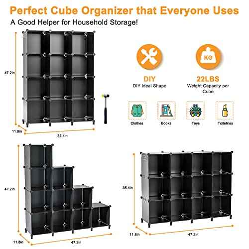 12 Cube Storage Organizer for Clothes, DIY Portable Closet Shelves Clothing Storage for KidsShelves Clothing Storage for Kids