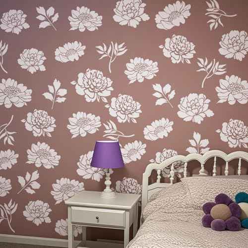 Large Flower Fence Stencils for Painting Outdoors Garden Extra Fence Peony Lace Floral Stencil Templates on Wood Furniture Wall Mural (fence10)