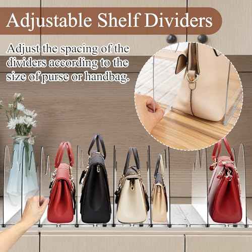 Purse Organizer With 8 Adjustable Acrylic Sections for Closet, Handbag Storage in House and Office