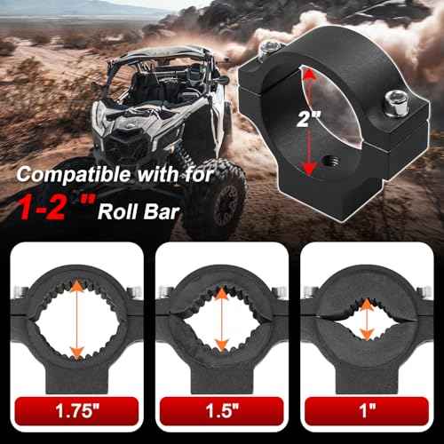 Quick Release Roll Bar Fire Extinguisher Mount Holder Bracket Kits Compatible with for UTV Polaris RZR Pioneer Can Am Maverick X3 Commander Talon ATV Jeep Wrangler with 1''-2'' Roll Cage