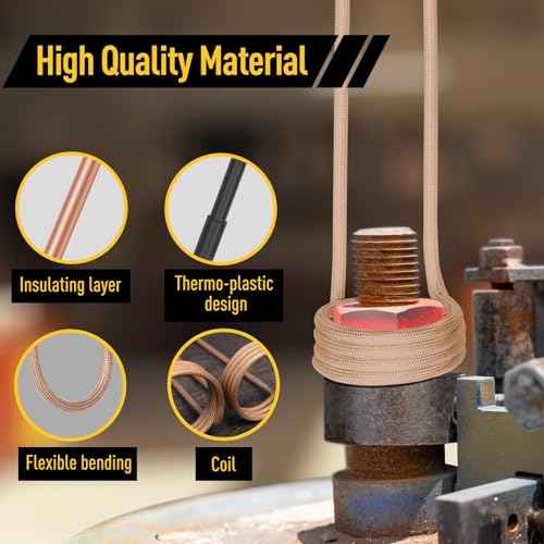 Induction Heater Coil Kit 10PCS, Induction Heater Coils with Varying Lengths with Flexibility and Long Lifespan for Magnetic Induction Heater Bolt Removal,Gold