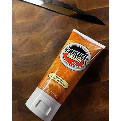 Crisbee Cream Wood All-in-One Conditioner - Made in USA - Oil/Wax Blend for Butcher Blocks, Cutting Boards, Wooden Utensils, and Knife Handles