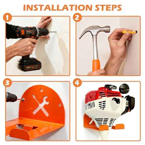 Trimmer Rack Wall Mount - Heavy Duty Wall Hanger for Grass Trimmer Garden Tools Chainsaw Hedge Trimmer 3 Pack Orange