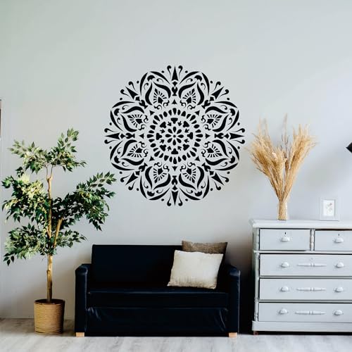 9 Pack 12 x 12 Inch Large Mandala Stencils, Furniture and Wall Mandala Stencils for Crafts Reusable for Wood, Canvas, Fabric and Spray Painting