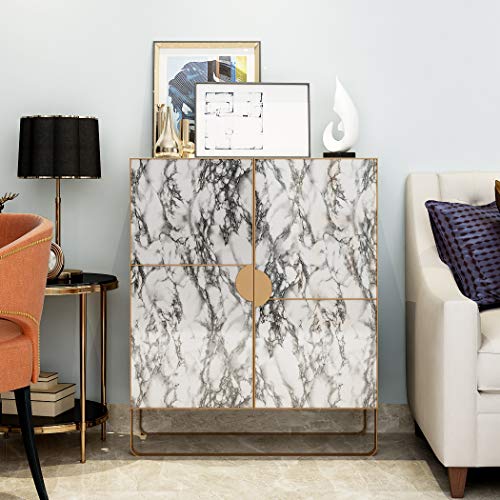 LaCheery White and Gray Marble Contact Paper for Bathroom Countertops Removable Glossy Marble Paper Granite Gray/White Wallpaper Peel and Stick for Wall Cabinets Counter Top Waterproof Vinyl 15.8"x80"