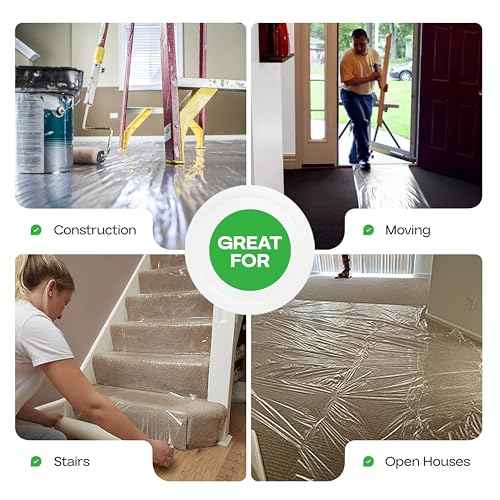 Carpet Protection Film 24" x 200', 3 mil (400 Sq.Ft) - USA-Made Self-Adhesive Carpet Protection - Clean Removal, Clear and Strong Cover Protector - Heavy-Duty Floor Protector Roll by IDL Packaging
