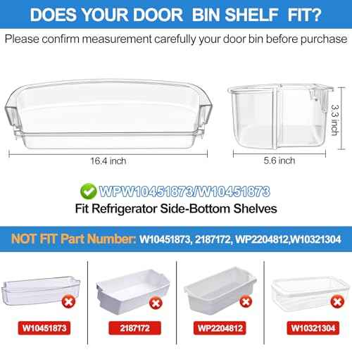 UPGRADED WPW10451873 Refrigerator Door Bin Compatible With Whirlpool Kenmore Refrigerator Door Shelf Replacement W10451873, AP6021633, WRS571CIDM01, WRS571CIHZ04,WRS571CIHZ01 Narrow Refrigerator shelf
