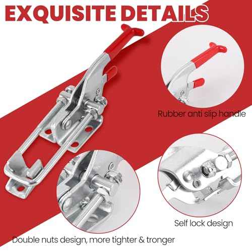 8 Pack Heavy Duty Toggle Clamp Latches 431 Type, 2000Lbs Holding Capacity Adjustable Latch U Bolt Self Lock Toggle Latch Smoker Lid Latch for Tire Carrier Latch Trailer Latch Door Latch Hardware