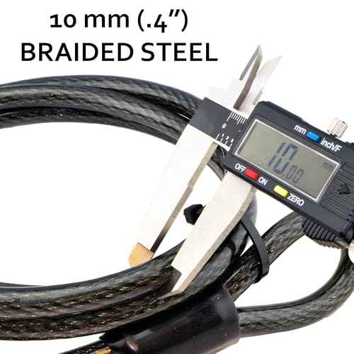 Lumintrail 10mm Heavy-Duty Security Cable, Vinyl Coated Braided Steel with Sealed Looped Ends (4', 7', 10', 15', or 30') (10-FT)