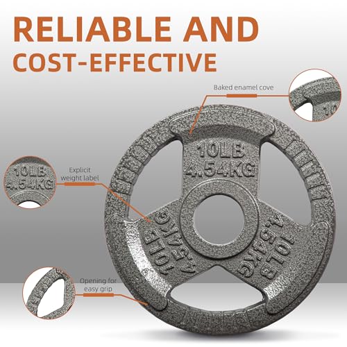 Fitvids Olympic Cast Iron 2-Inch Weight Plate for Strength Training & Weightlifting, Home Gym, Multiple Weights Available