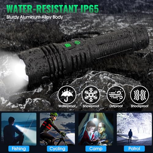 AdamStar UV&High Lumens Flashlight Rechargeable, 2-in-1 Powerful Blacklight LED Flashlight Tactical 6 Modes Super Bright Waterproof Zoomable Detector for Pet Urine Curing Resin Camping