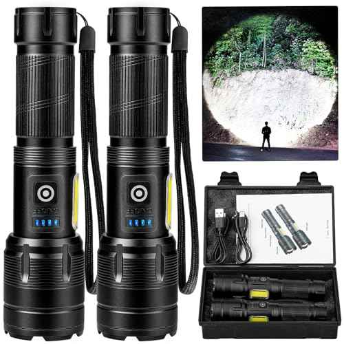 Rechargeable LED Flashlights High Lumen,99,000 Lumens Super Bright Flashlight,Powerful Flash Light 7 Modes with COB Work Light Waterproof for Home Outdoor Camping Hiking