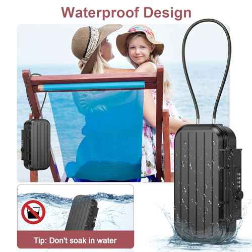 LOFICOPER Portable Lock Box, Beach Security Box for Travel, Anti-Theft 4-Digit Combination Lock Box, Cash Box with Removable Wire Rope for Dorm, Gym, Travel, Hotel, Office