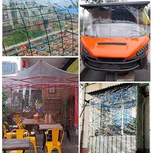 Clear Tarps Heavy Duty PVC, Transparent Tarp Durable Waterproof Dustproof Windproof, Tarpaulin with Grommets & Ropes for Greenhouse, Patio, Garden, Pavilion, Chicken, Porch, Outdoor (6 * 10foot)