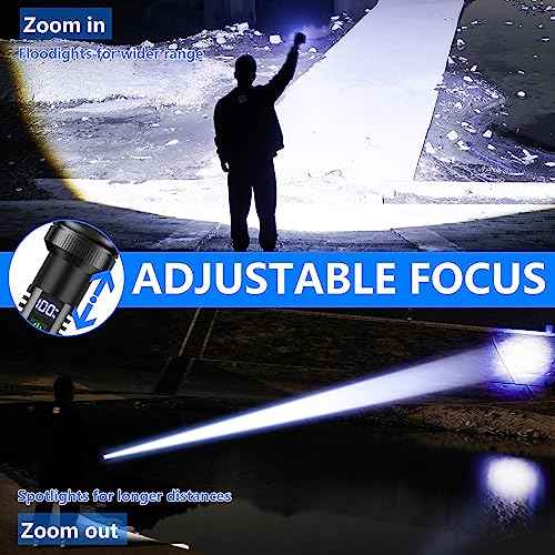 RFICUH Flashlight High Lumens Rechargeable, 60W Super Bright 2000 Lumen XHM77.2 Led High Power Tactical Brightest Flash Light, Handheld Emergency Flashlights for Camping Hiking