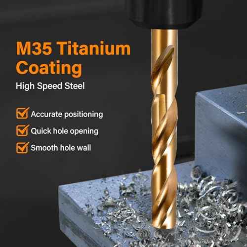 Cobalt Drill Bit Set 1/16"-1/4" 13Pcs M35 High Speed Steel with Storage Case - Perfect Drill Bits for Hard Metal, Cast Iron, Stainless Steel, Alloy