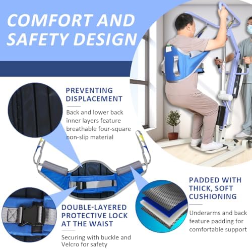 Sit to Stand Lift Patient Aid Padded Sling and Stand Assist with Back Support,Patient Lift Sling Works with Most Mobility Aids & Equipment (Medium)