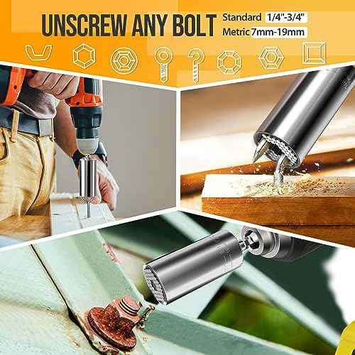 Super Universal Socket Tools Set - Power Drill Adapter Grip Socket for Men and Women - Cool Gadgets and Stocking Stuffers Ideas for Dad, Husband, Him