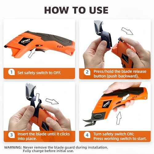 Cordless Electric Scissors, 3.6V Cardboard Cutter with 2 Blades, Rechargeable Electric Fabric Cutter with Safety Lock for Cutting Cardboard Fabric Leather Carpet (Orange)