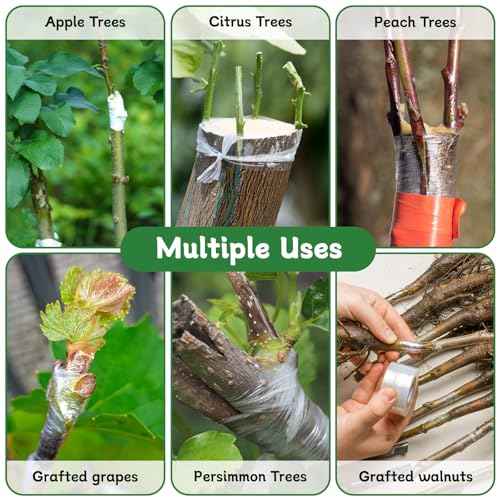 Grafting Tape 3PCS, Stretchable Garden Grafting Tape for Fruit Trees, Tree Plant Tape, Plants Repair Tapes for Floral Fruit Tree, Budding Tape(Green & White & Yellow)