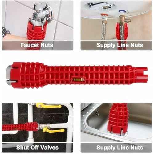 14-in-1 Multi-functional Pipe Wrench, Faucet and Sink Installer, Anti-Slip Pipe Wrench Plumbing Tool for Sink/Bathroom/Kitchen Plumbing Installation and Repairs